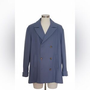 Elegant Women's Double-Breasted Blue Blazer
